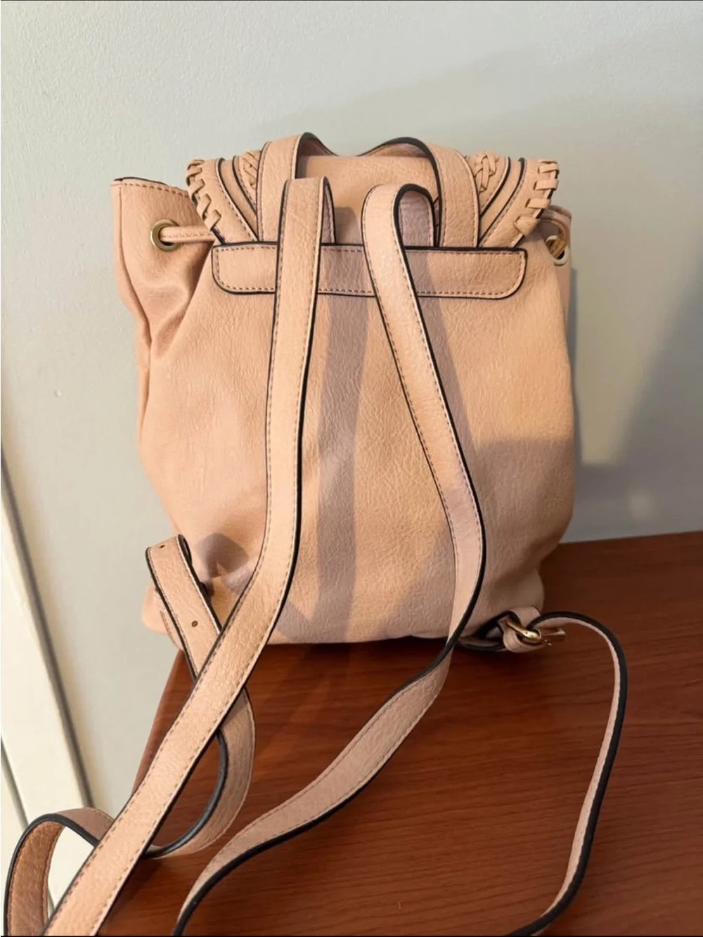 Sole Society Neutral Blush Drawstring Backpack